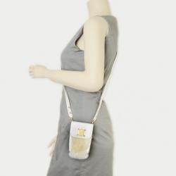 Pre Owned Celine White Mini Fur and Leather Pochette  