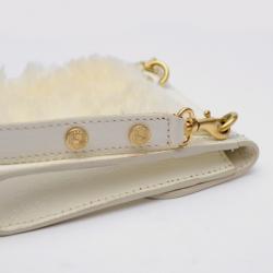 Pre Owned Celine White Mini Fur and Leather Pochette  