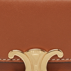 Pre Owned Celine Brown Leather Small Triomphe Compact Wallet