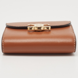 Pre Owned Celine Brown Leather Small Triomphe Compact Wallet