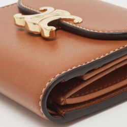 Pre Owned Celine Brown Leather Small Triomphe Compact Wallet