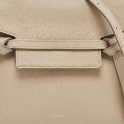 Pre Owned Celine Beige Leather Nano Belt Top Handle Bag
