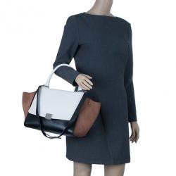 Pre Owned Celine Tricolor Smooth Calfskin Medium Trapeze Bag