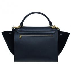 Pre Owned Celine Black Croc Embossed Medium Trapeze Tote