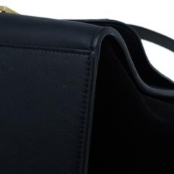 Pre Owned Celine Black Croc Embossed Medium Trapeze Tote