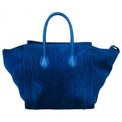 Pre Owned Celine Antique Blue Suede Medium Phantom Tote
