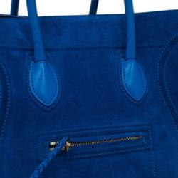 Pre Owned Celine Antique Blue Suede Medium Phantom Tote