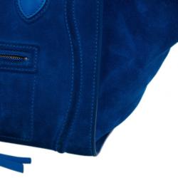 Pre Owned Celine Antique Blue Suede Medium Phantom Tote