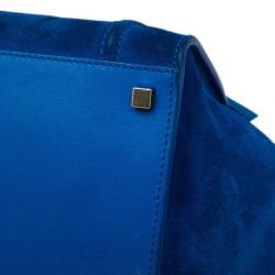 Pre Owned Celine Antique Blue Suede Medium Phantom Tote