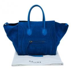 Pre Owned Celine Antique Blue Suede Medium Phantom Tote