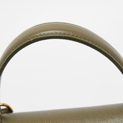 Pre Owned Celine Olive Green Leather Mini Belt Top Handle Bag