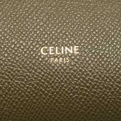 Pre Owned Celine Olive Green Leather Mini Belt Top Handle Bag