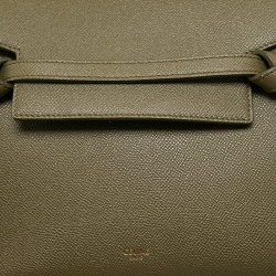 Pre Owned Celine Olive Green Leather Mini Belt Top Handle Bag