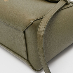 Pre Owned Celine Olive Green Leather Mini Belt Top Handle Bag