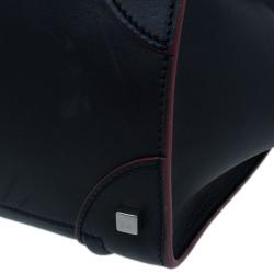 Pre Owned Celine Black and Red Trim Leather Mini Luggage Tote