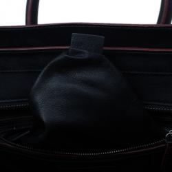 Pre Owned Celine Black and Red Trim Leather Mini Luggage Tote
