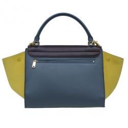 Pre Owned Celine Tricolor Calfskin And Suede Medium Trapeze Bag