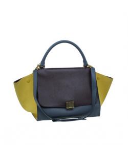 Pre Owned Celine Tricolor Calfskin And Suede Medium Trapeze Bag
