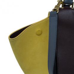 Pre Owned Celine Tricolor Calfskin And Suede Medium Trapeze Bag