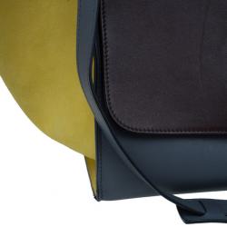 Pre Owned Celine Tricolor Calfskin And Suede Medium Trapeze Bag