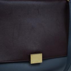 Pre Owned Celine Tricolor Calfskin And Suede Medium Trapeze Bag