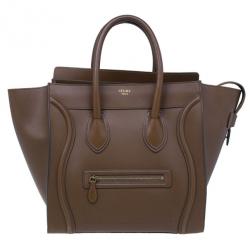 Pre Owned Celine Brown Palmelato Leather Micro Luggage Tote