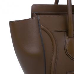 Pre Owned Celine Brown Palmelato Leather Micro Luggage Tote