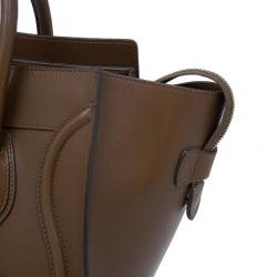 Pre Owned Celine Brown Palmelato Leather Micro Luggage Tote