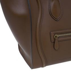 Pre Owned Celine Brown Palmelato Leather Micro Luggage Tote