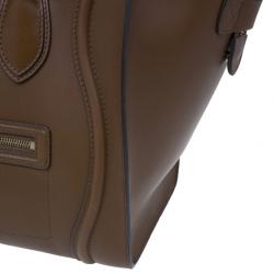 Pre Owned Celine Brown Palmelato Leather Micro Luggage Tote