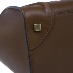 Pre Owned Celine Brown Palmelato Leather Micro Luggage Tote