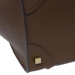 Pre Owned Celine Brown Palmelato Leather Micro Luggage Tote