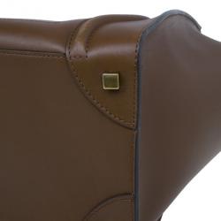 Pre Owned Celine Brown Palmelato Leather Micro Luggage Tote