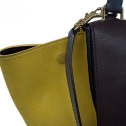 Pre Owned Celine Tricolor Smooth Calfskin and Suede Medium Trapeze Tote