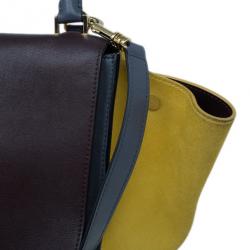 Pre Owned Celine Tricolor Smooth Calfskin and Suede Medium Trapeze Tote