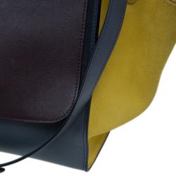 Pre Owned Celine Tricolor Smooth Calfskin and Suede Medium Trapeze Tote