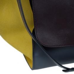 Pre Owned Celine Tricolor Smooth Calfskin and Suede Medium Trapeze Tote