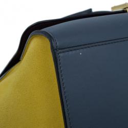 Pre Owned Celine Tricolor Smooth Calfskin and Suede Medium Trapeze Tote