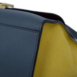 Pre Owned Celine Tricolor Smooth Calfskin and Suede Medium Trapeze Tote