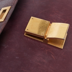 Pre Owned Celine Burgundy Leather and Ostrich Leg Medium Classic Box Shoulder Bag