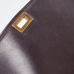 Pre Owned Celine Burgundy Leather and Ostrich Leg Medium Classic Box Shoulder Bag