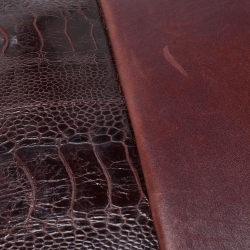 Pre Owned Celine Burgundy Leather and Ostrich Leg Medium Classic Box Shoulder Bag