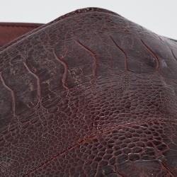 Pre Owned Celine Burgundy Leather and Ostrich Leg Medium Classic Box Shoulder Bag