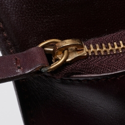 Pre Owned Celine Burgundy Leather and Ostrich Leg Medium Classic Box Shoulder Bag