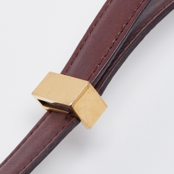 Pre Owned Celine Burgundy Leather and Ostrich Leg Medium Classic Box Shoulder Bag