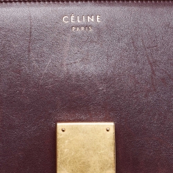 Pre Owned Celine Burgundy Leather and Ostrich Leg Medium Classic Box Shoulder Bag