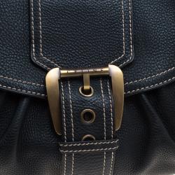 Pre Owned Celine Black Leather Buckle Satchel