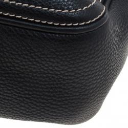 Pre Owned Celine Black Leather Buckle Satchel