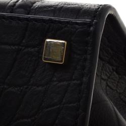 Pre Owned Celine Black Croc Embossed Leather Medium Phantom Luggage Tote