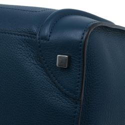 Pre Owned Celine Navy Blue Pomelo Leather Mini Luggage Tote
